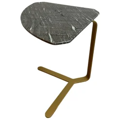 Beistelltisch Joy BW T 110 100 Platte Granit Grau Gestell Messingfarbig Matt