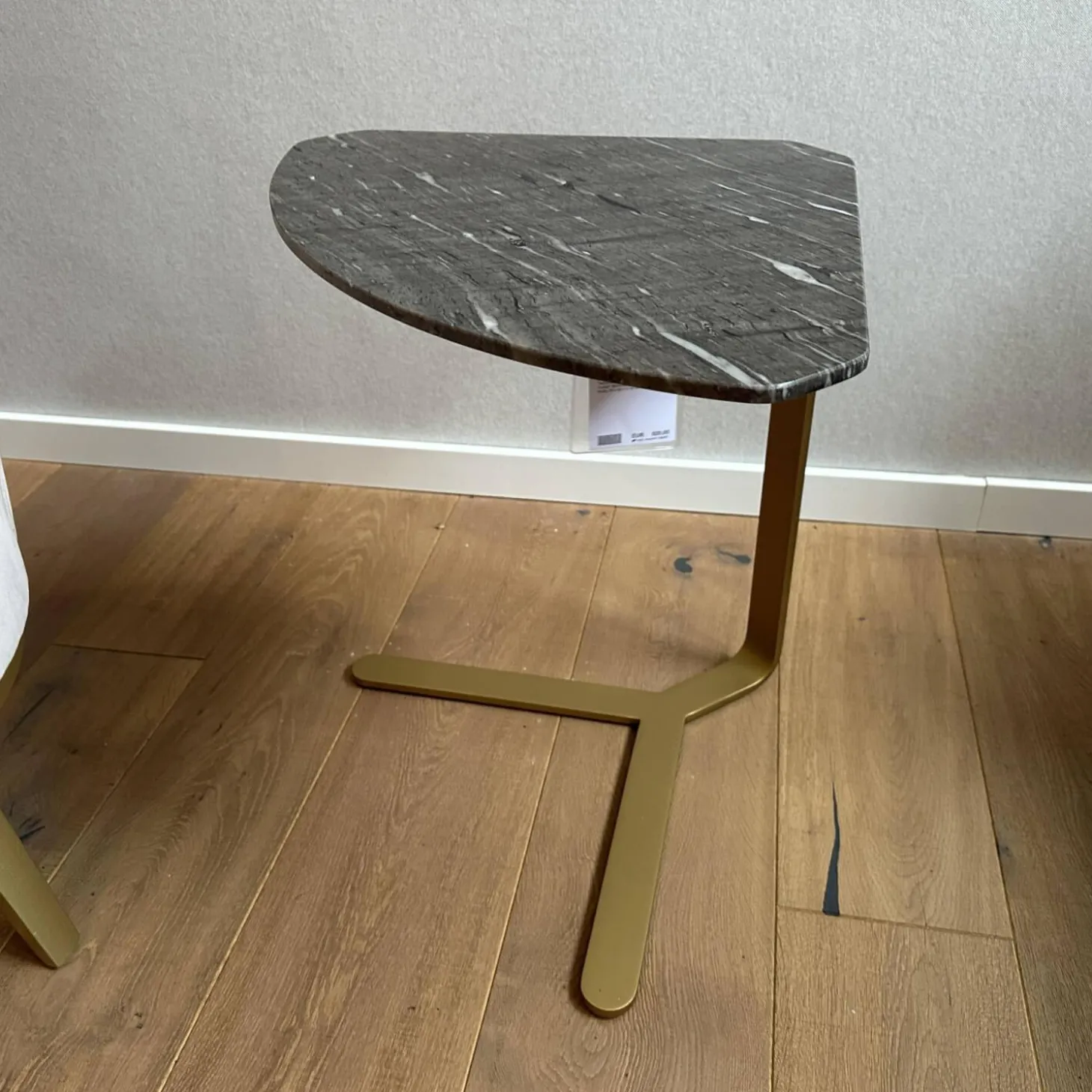 Beistelltisch Joy BW T 110 100 Platte Granit Grau Gestell Messingfarbig Matt