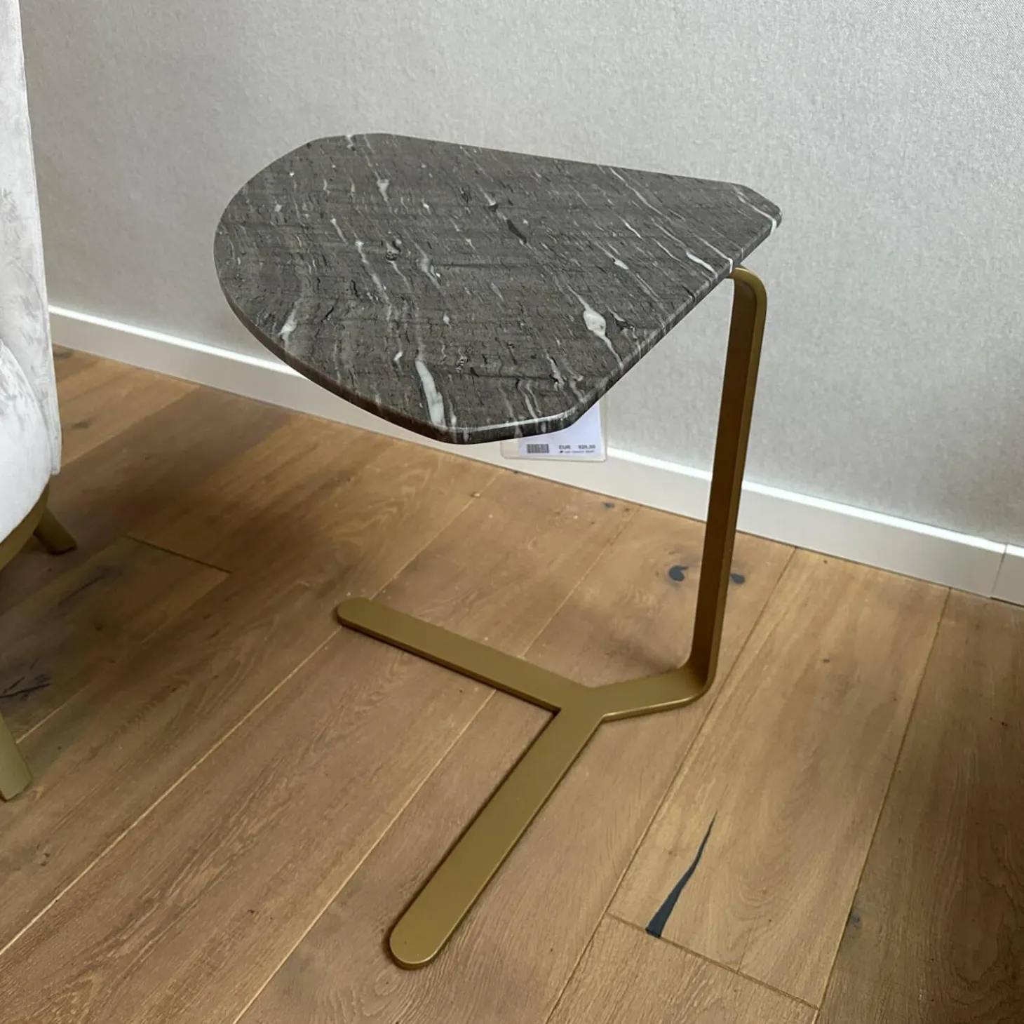 Beistelltisch Joy BW T 110 100 Platte Granit Grau Gestell Messingfarbig Matt