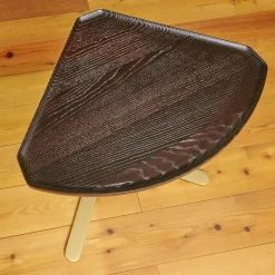 Beistelltisch Joy Platte Wengefarbig Gebeizt Gestell Messingfarbig