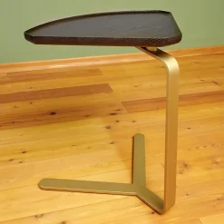 Beistelltisch Joy Platte Wengefarbig Gebeizt Gestell Messingfarbig