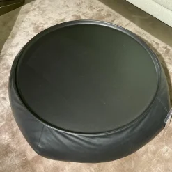 Beistelltisch Lady Fat Leder Beta Nero Schwarz Platte Stahl Schwarz Lackiert