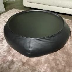 Beistelltisch Lady Fat Leder Beta Nero Schwarz Platte Stahl Schwarz Lackiert