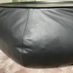 Beistelltisch Lady Fat Leder Beta Nero Schwarz Platte Stahl Schwarz Lackiert