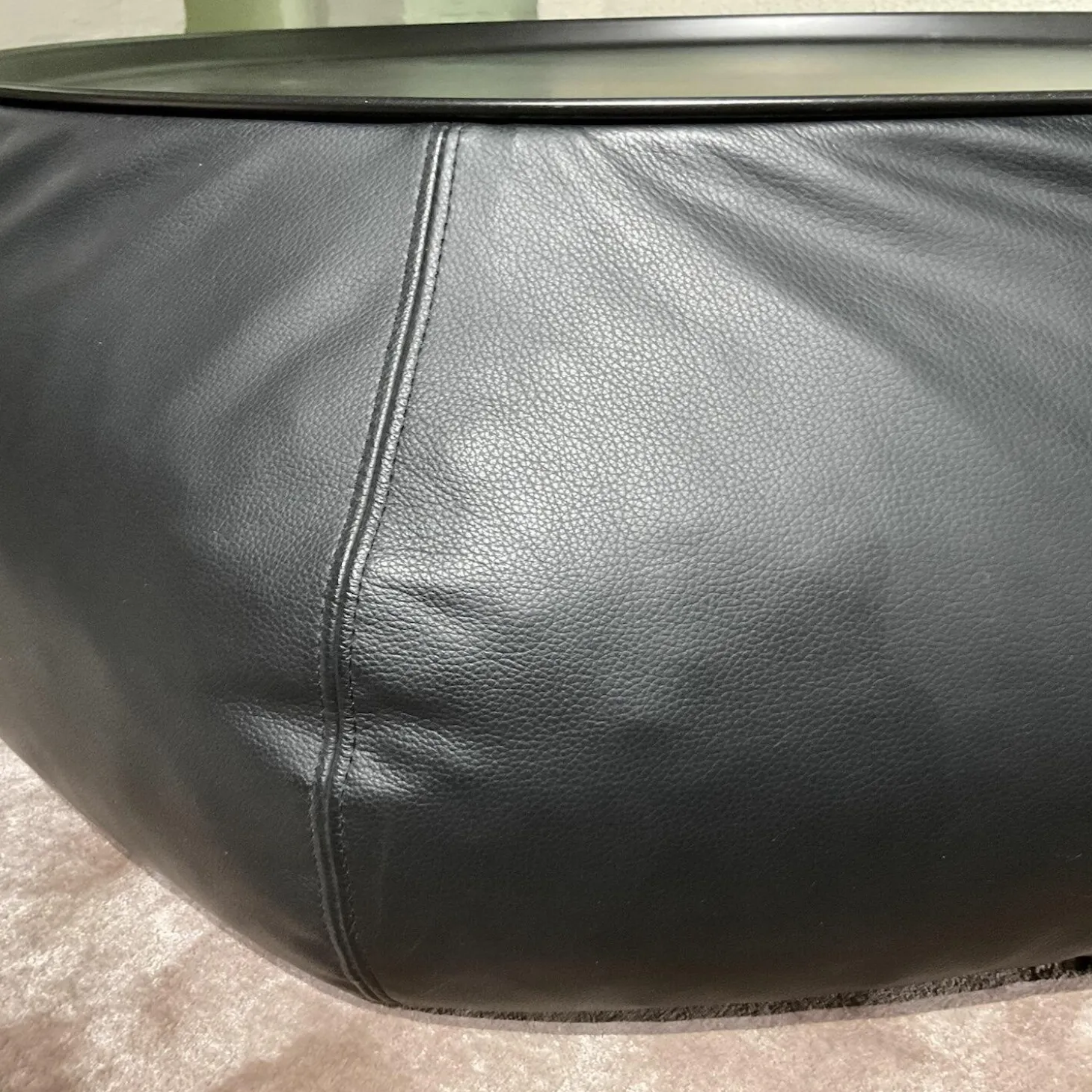 Beistelltisch Lady Fat Leder Beta Nero Schwarz Platte Stahl Schwarz Lackiert