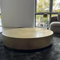 Beistelltisch Loren Klein Platte Antikiertes Messing Basis Brünierter Messing