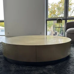 Beistelltisch Loren Klein Platte Antikiertes Messing Basis Brünierter Messing