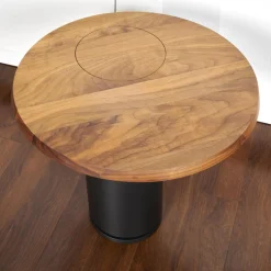 Beistelltisch Loup Groß Tischplatte Massiv Nuß-Splint Geölt Und Gewachst Gestell Metall Schwarz