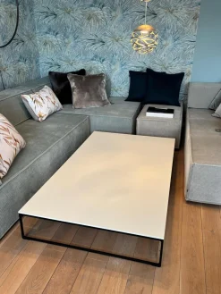 Beistelltisch Mell Platte MDF Reinweiß P23 Gestell Metall P120 Schwarz Pulverbeschichtet