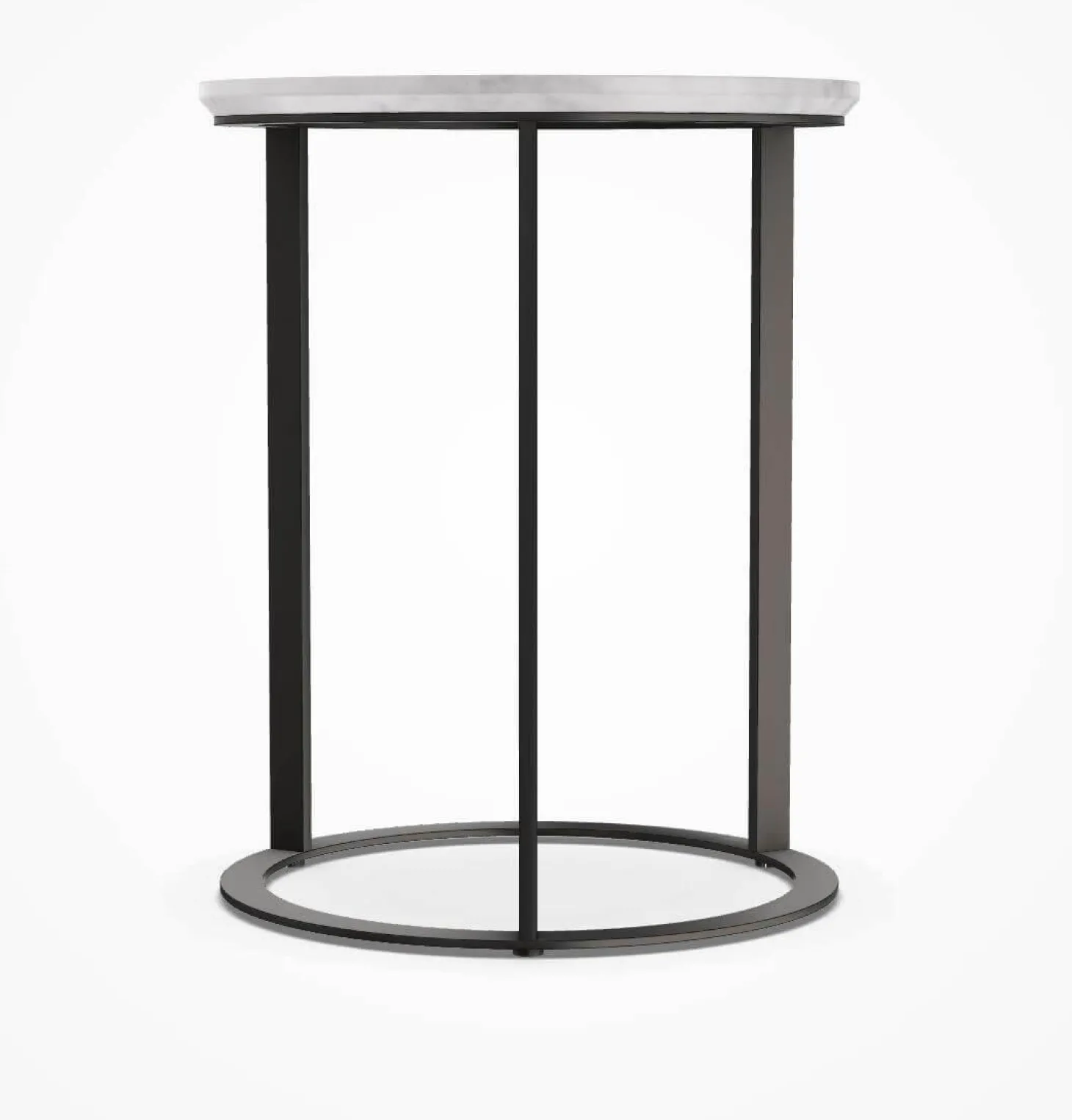 Beistelltisch Mera Durchmesser 39cm Marmor Weiß Gestell Schwarz Verchromt