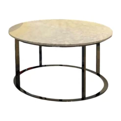 Beistelltisch Mera Durchmesser 60cm Marmor Weiß Gestell Schwarz Verchromt