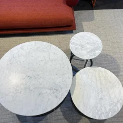 Beistelltisch Mera Durchmesser 60cm Marmor Weiß Gestell Schwarz Verchromt