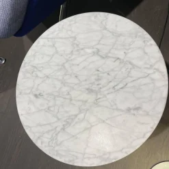 Beistelltisch Mera Tavolino Durchmesser 39cm Platte Mamor Weiß Gestell Nickel Bronzefarben Lackiert