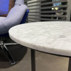 Beistelltisch Mera Tavolino Durchmesser 39cm Platte Mamor Weiß Gestell Nickel Bronzefarben Lackiert