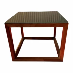 Beistelltisch Note Klein Platte Glas Kaffee Braun Gestell Amerikanischer Nussbaum