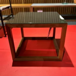 Beistelltisch Note Klein Platte Glas Kaffee Braun Gestell Amerikanischer Nussbaum