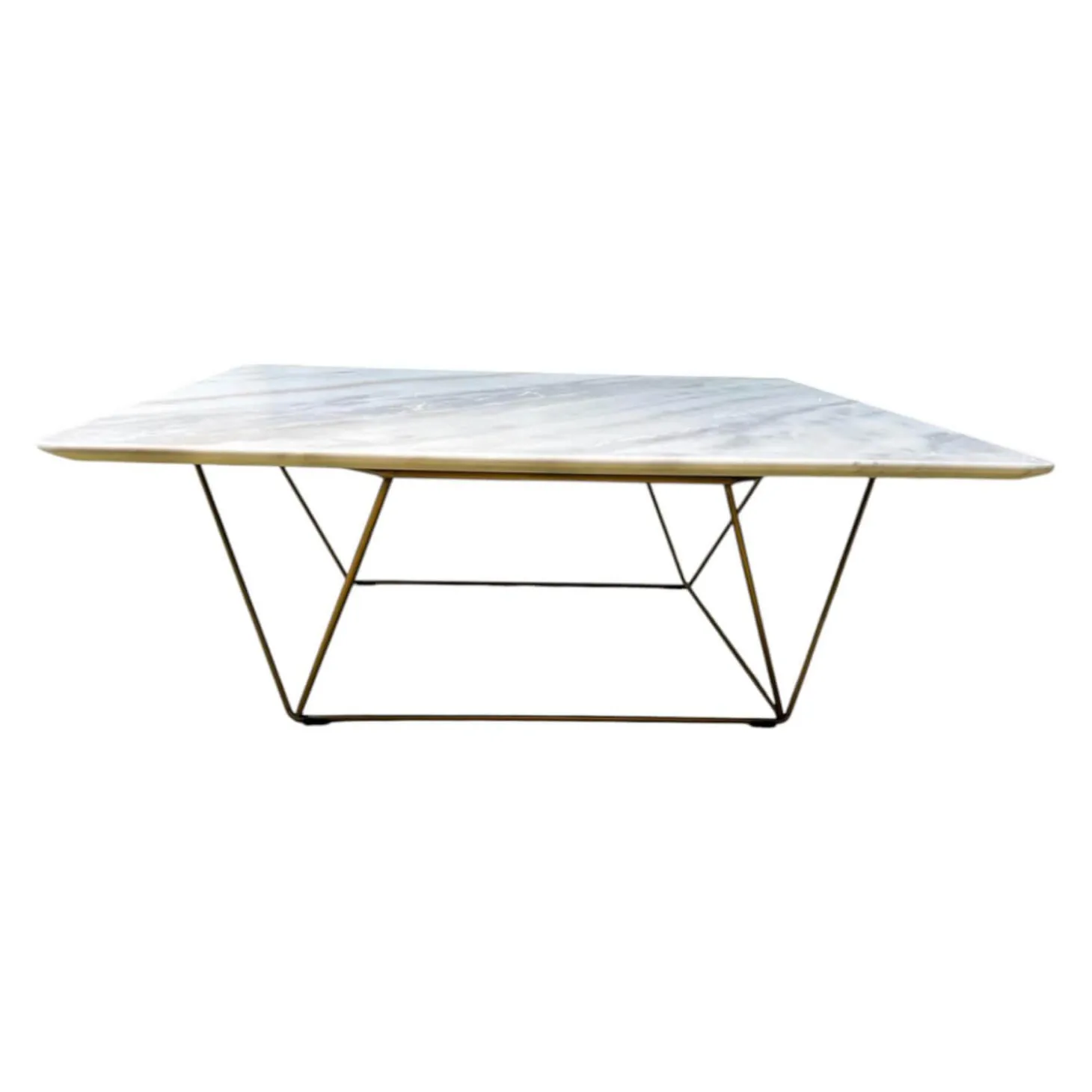 Beistelltisch Oki 131 T8 Platte Naturstein Bianco Lasa Weiß Gestell Messing Inklusive Kunststoffgleiter