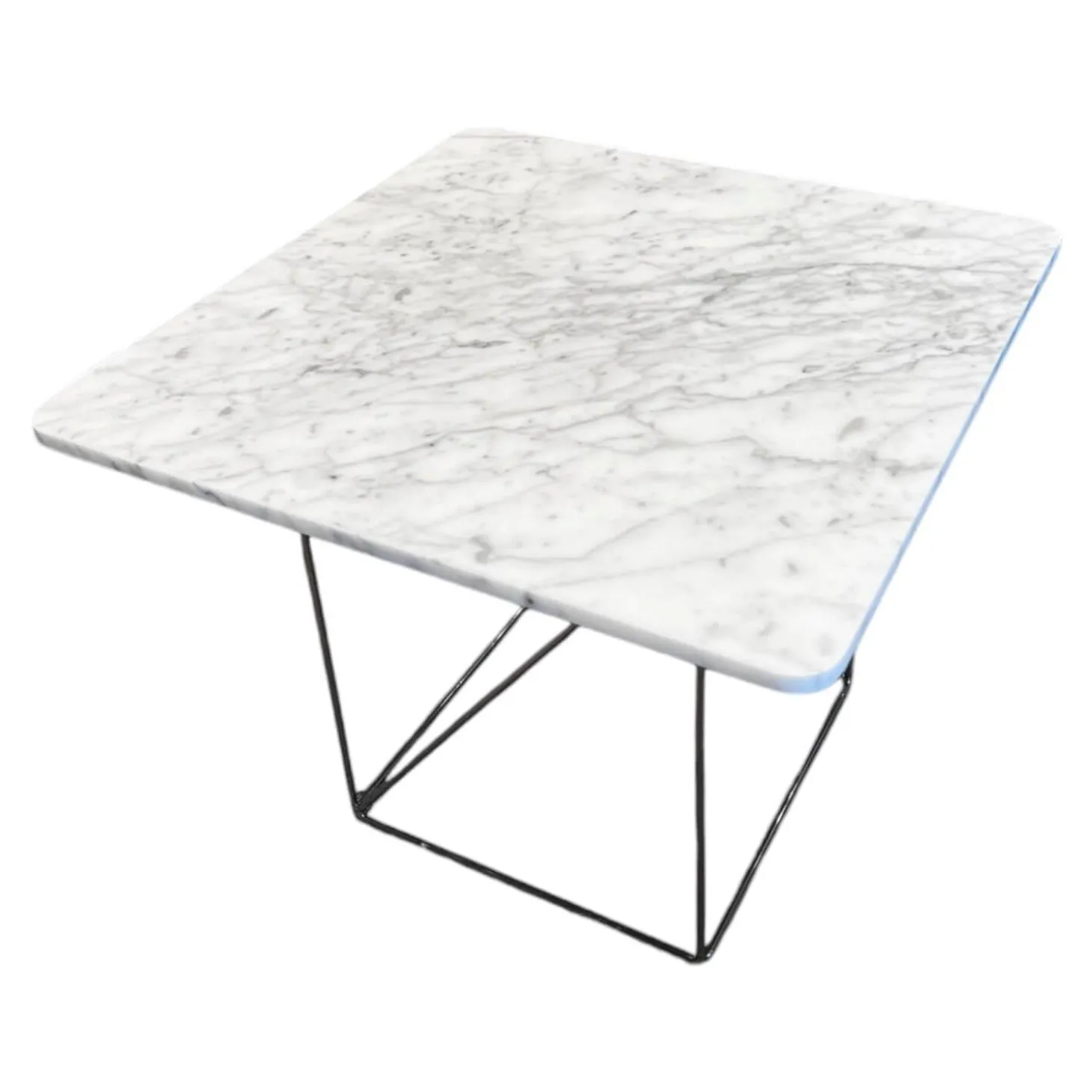 Beistelltisch Pilotis T 7750 Tischplatte S02 Marmor Arabescato Corchia Weiß Grau Geschliffen Gestell Metall Chrom