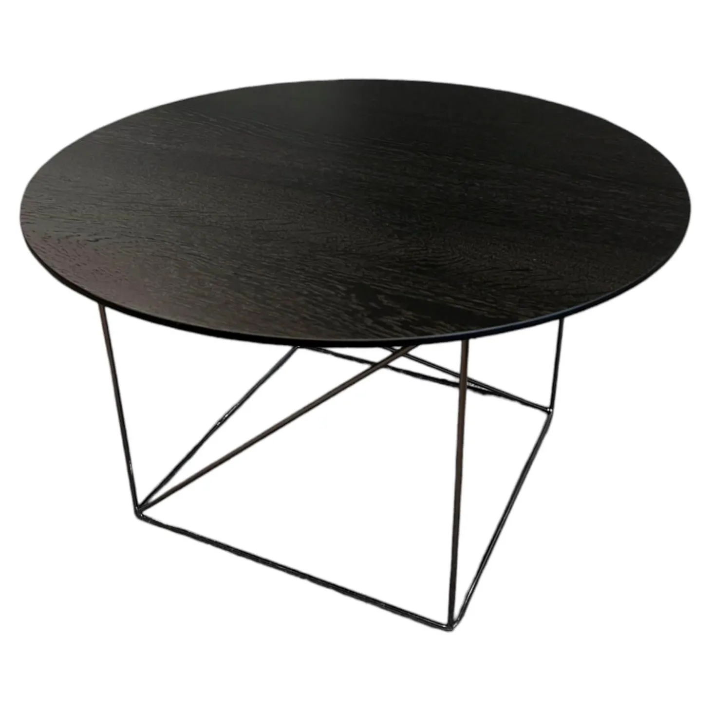 Beistelltisch Pilotis T 7706 Tischplatte Eiche Massiv Dunkel Lackiert Schwarz Gestell Metall Schwarzchrom