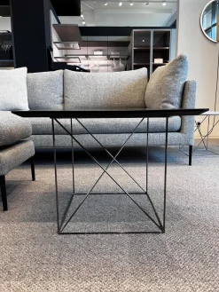 Beistelltisch Pilotis T 7760 Tischplatte Massivholz Eiche Schwarz Dunkel Lackiert Metallgestell Schwarzchrom