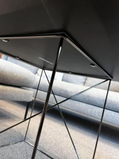 Beistelltisch Pilotis T 7760 Tischplatte Massivholz Eiche Schwarz Dunkel Lackiert Metallgestell Schwarzchrom