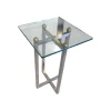 Beistelltisch Platte Klarglas Gestell Metall Poliert