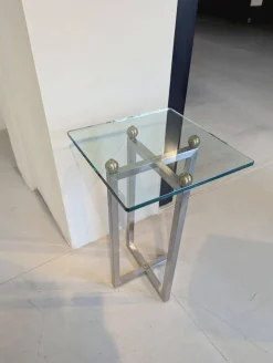 Beistelltisch Platte Klarglas Gestell Metall Poliert