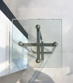 Beistelltisch Platte Klarglas Gestell Metall Poliert