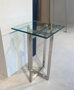 Beistelltisch Platte Klarglas Gestell Metall Poliert