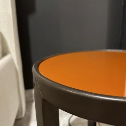 Beistelltisch Riley Ruggine Platte Rost Gestell Leder Nature 04 Di Moro Dunkelbraun