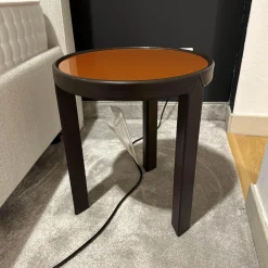 Beistelltisch Riley Ruggine Platte Rost Gestell Leder Nature 04 Di Moro Dunkelbraun