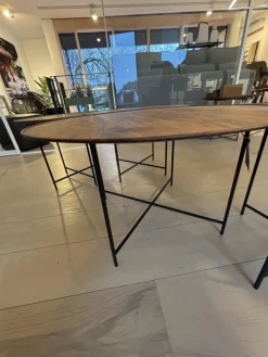 Beistelltisch Set Sichel Platten Nussbaum Astig Natur Geölt Gestell Rundstahl Schwarz Pulverbeschichtet