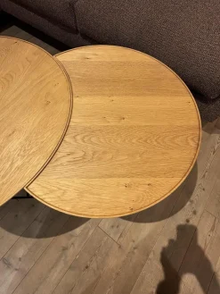 Beistelltisch Set Sichel Platten Knorrige Eiche Natur Geölt Gestell Rundstahl Schwarz Pulverbeschichtet