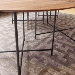 Beistelltisch Sichel Massiv Nussbaum Geölt Platten Mit Profilkante Eisengestell Dunkel Schwarz