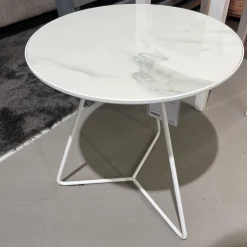 Beistelltisch Steely Mit Rand Keramikplatte Marimi Calacatt Gestell Strukturlack Kristallweiß