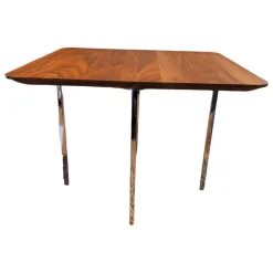 Beistelltisch Sting T3850 Tischplatte Nussbaum Massiv Natur Geölt Gestell Verchromt Mit Syno Gleitern