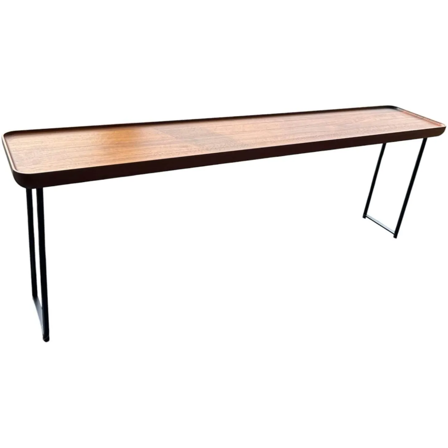 Beistelltisch Torei Platte Amerikanischer Nussbaum Gestell Metall Schwarz Matt Lackiert