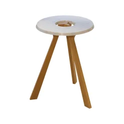 Beistelltisch Treeo Platte Carrara-C-Marmor Gestell Eiche Weißöl