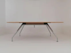 Besprechnungstisch Graph 300/00 Platte Furnier Eiche Natur Lackiert Gestell Glanzverchromt Mit Gleitern