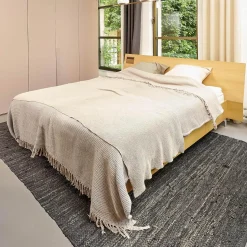 Bett B3 Eiche Furniert Hell Füße Verchromt Inklusive 2 Matratzen Und Lattenroste