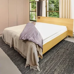 Bett B3 Eiche Furniert Hell Füße Verchromt Inklusive 2 Matratzen Und Lattenroste