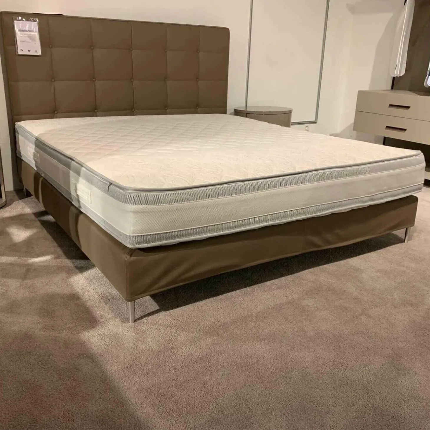 Bett Bohemian Leder Monza Braun mit Matratze H1/H2