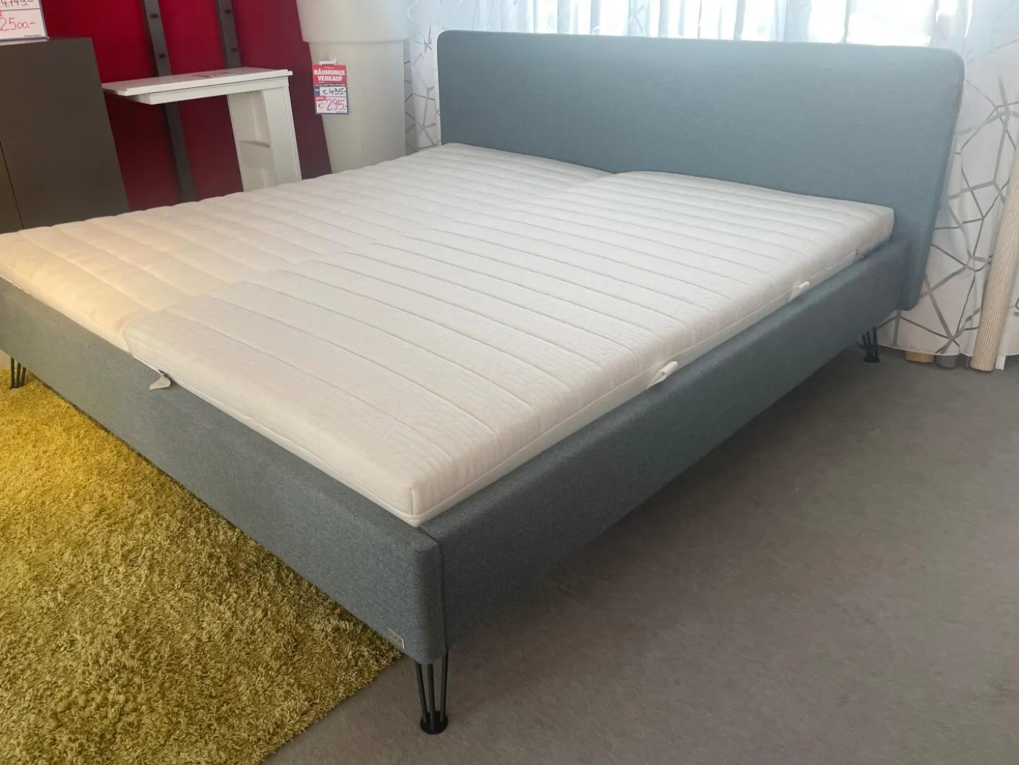 Bett Ciara 7121 218 Stoff Kitana Aqua Himmelblau Grau Blau Füße Fasio Anthrazit ohne Rost ohne Matratzen