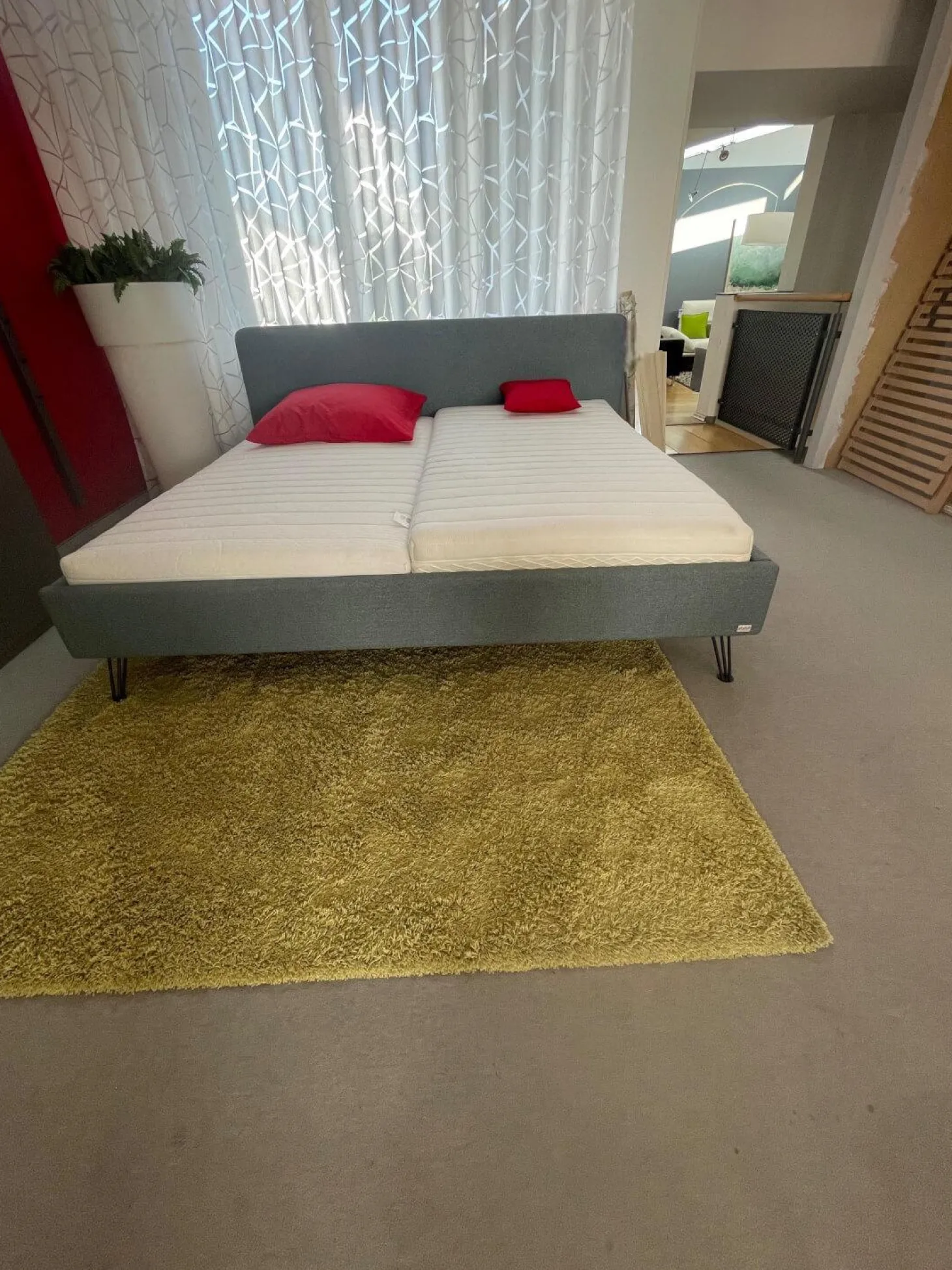 Bett Ciara 7121 218 Stoff Kitana Aqua Himmelblau Grau Blau Füße Fasio Anthrazit ohne Rost ohne Matratzen