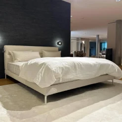 Bett Cleo Origins Complete Stoff Maxim 2130 Wollweiß Füße Metall Weiß Getaucht Inklusive 2 Matratzen