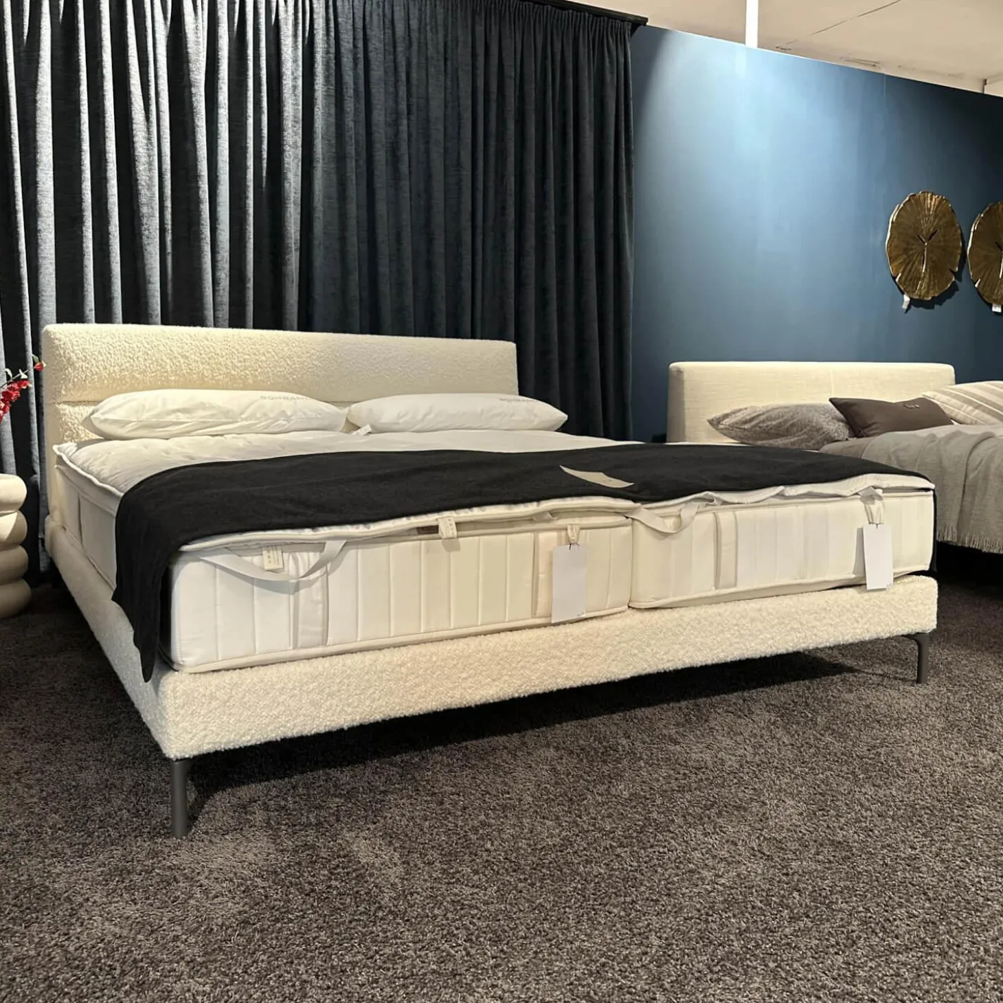 Bett Cleo Origins Complete Stoff 4 Andy 2980 White Weiß Füße Metall Mit 2 Matratzen