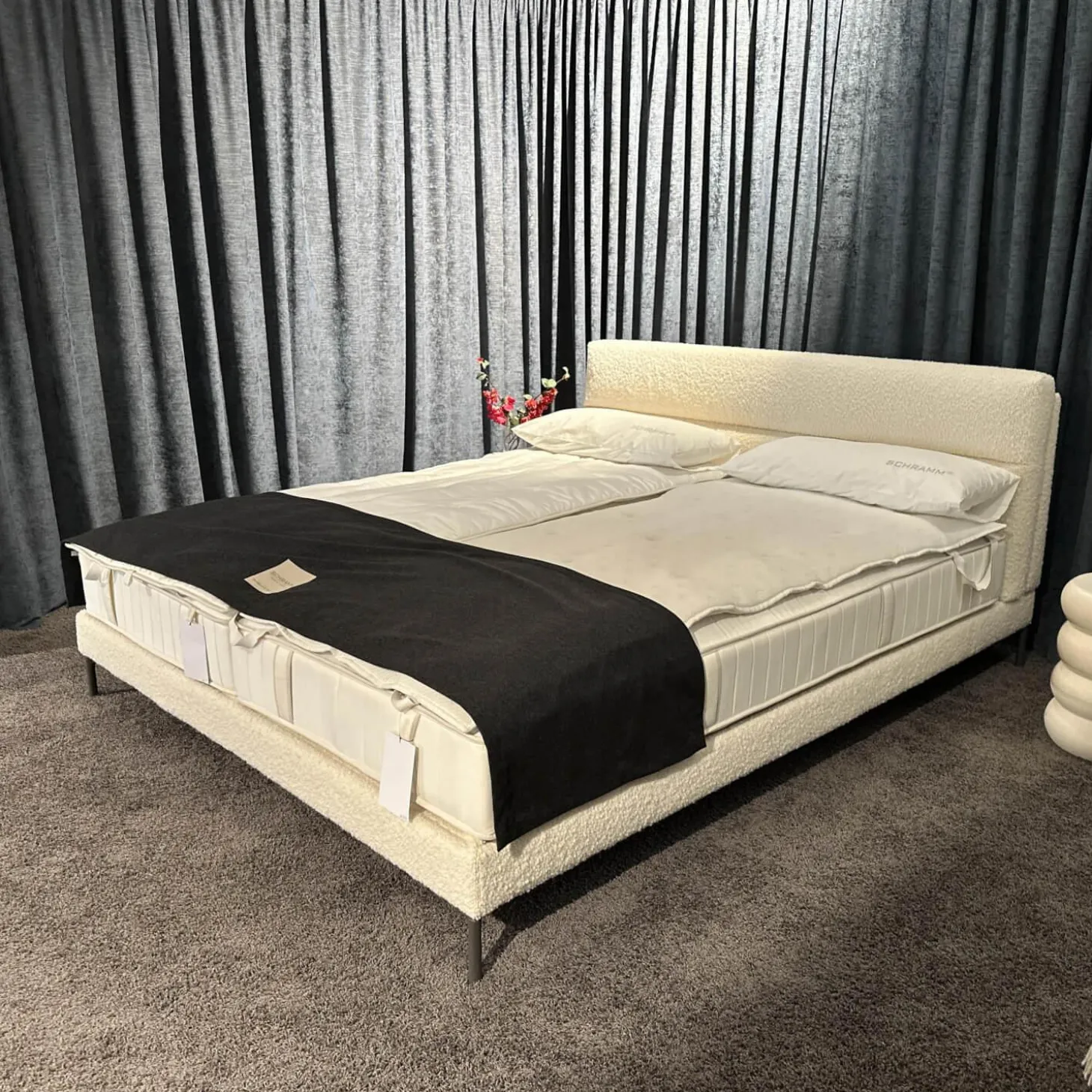 Bett Cleo Origins Complete Stoff 4 Andy 2980 White Weiß Füße Metall Mit 2 Matratzen