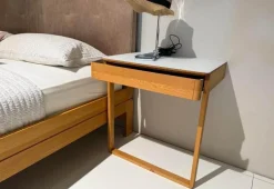 Bett Float Eiche Naturöl Kopfteil Naturleder L7 Tartufo Braun Inklusive Nachtkästchen Float Eiche Naturöl Deckplatte Glas Weiß