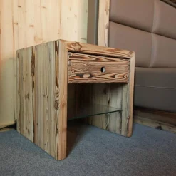 Bett Gestell Tanne Altholz Gebrannt Kopfteil Cielo Anelin Leder Braun Ohne Matratzen Und Lattenrost Inklusive 2 Nachttischen