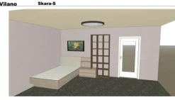 Bett mit Anbauregal Skara Schlafen Lack Cashmere (R4)